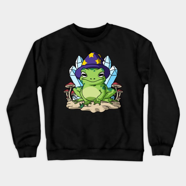 Cottagecore Aesthetic Frog Wizard Hat Mushroom Crewneck Sweatshirt by Alex21